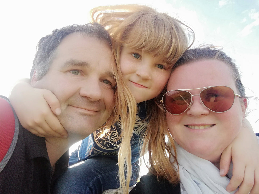 Picture of the Copper & Holly family, including husband Gwilym, wife Annabelle, and daughter Holly