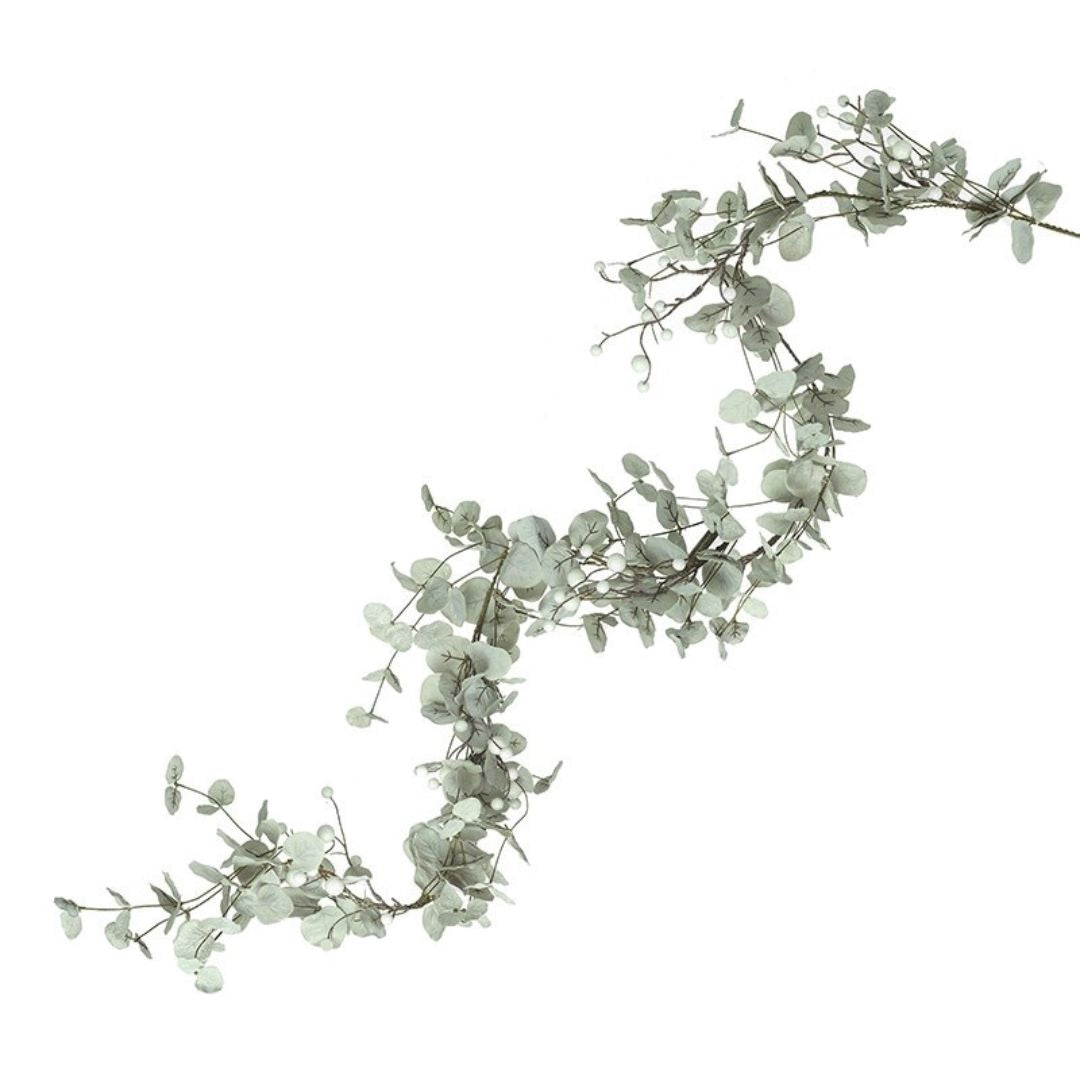 Green leafy garland on a white background