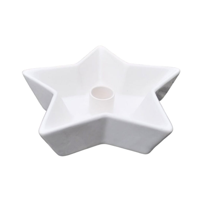 Ceramic White Star Christmas Candle Holder
