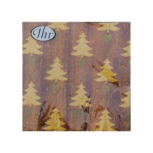Little Lovely trees design in the Christmas napkins range.  Featuring a drak wood efefct background iwth gold nordic style Christmas trees all over