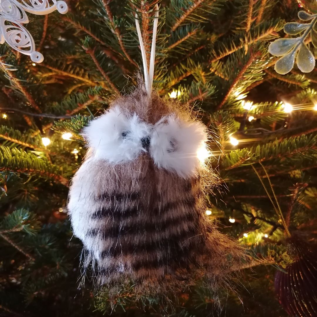 Fluffy Brown Striped Owl Hanging Decoration - 2 variations