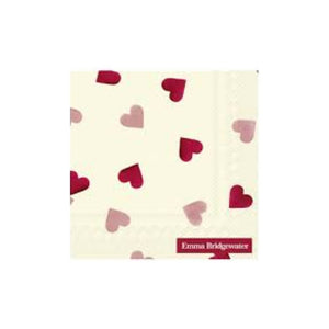 Hearts paper napkins is the popular and best seller range of Emma Bridgewater pink hearts pattern on a cream background