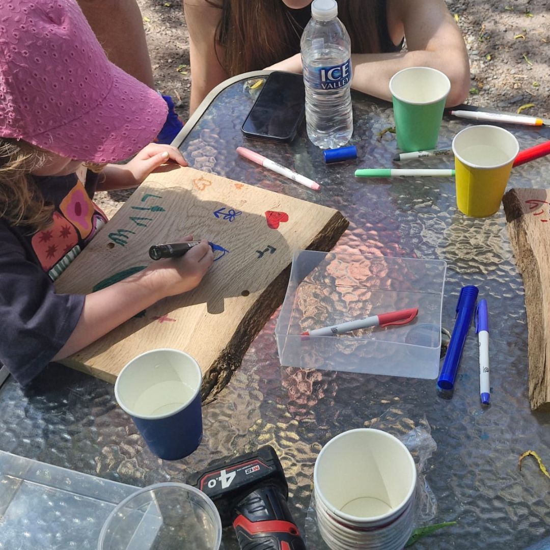 Designing the sign for the pumpkin patch