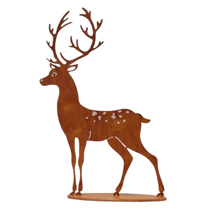 Decorative metal deer sculpture on a white background