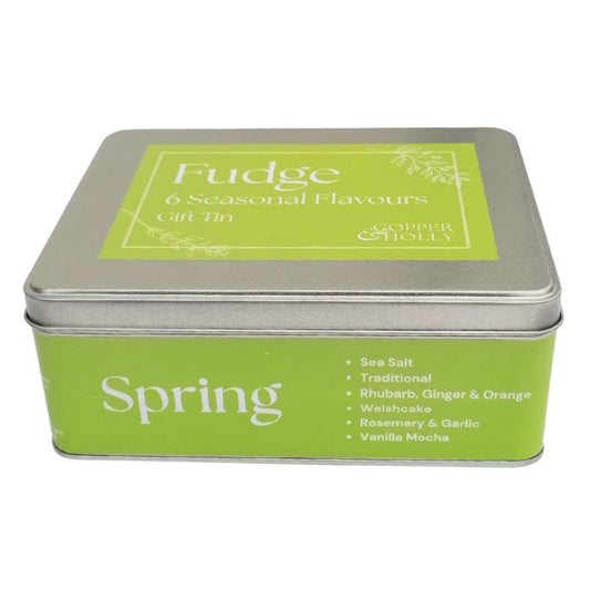 Handmade Fudge Gift Tin - Assorted Seasonal Flavours - Copper & Holly