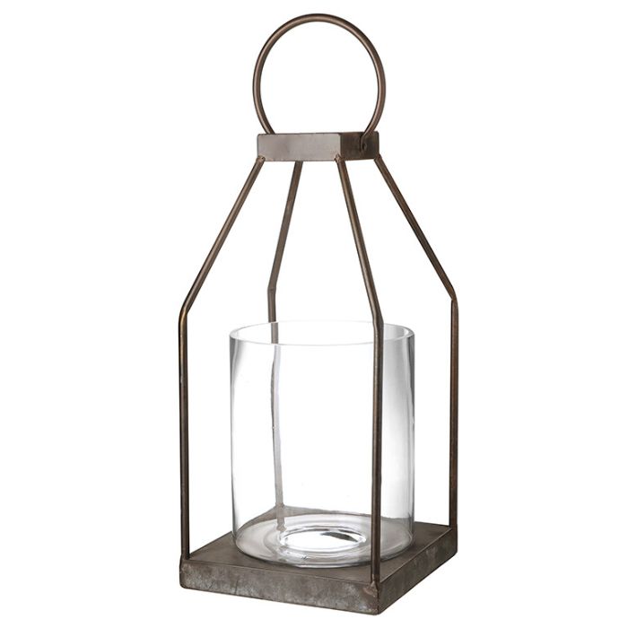 Decorative lantern with a clear glass container on a white background