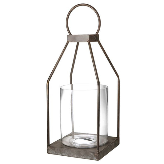 Decorative lantern with a clear glass container on a white background