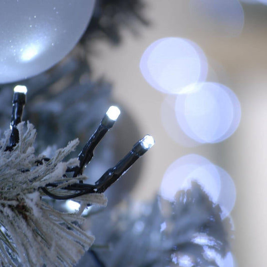 Close up of bulbs of 1000 cold white firefly Christmas lights