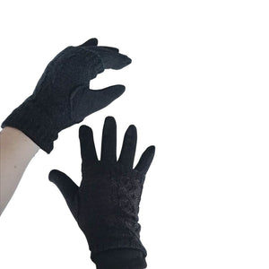 Image showing 3 in 1 multi style black gloves as worn on models hands
