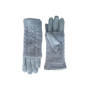 Flat lay picture of the 3 in 1 multi style silver grey gloves