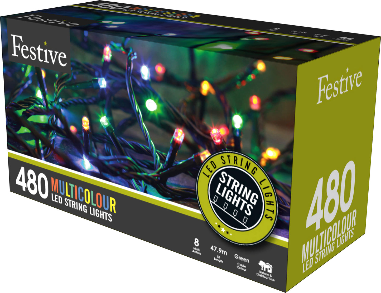 480 Multi Colour LED String Lights in box
