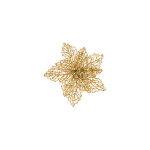 Gold glittered artificial poinsettia flowers for Christmas tree