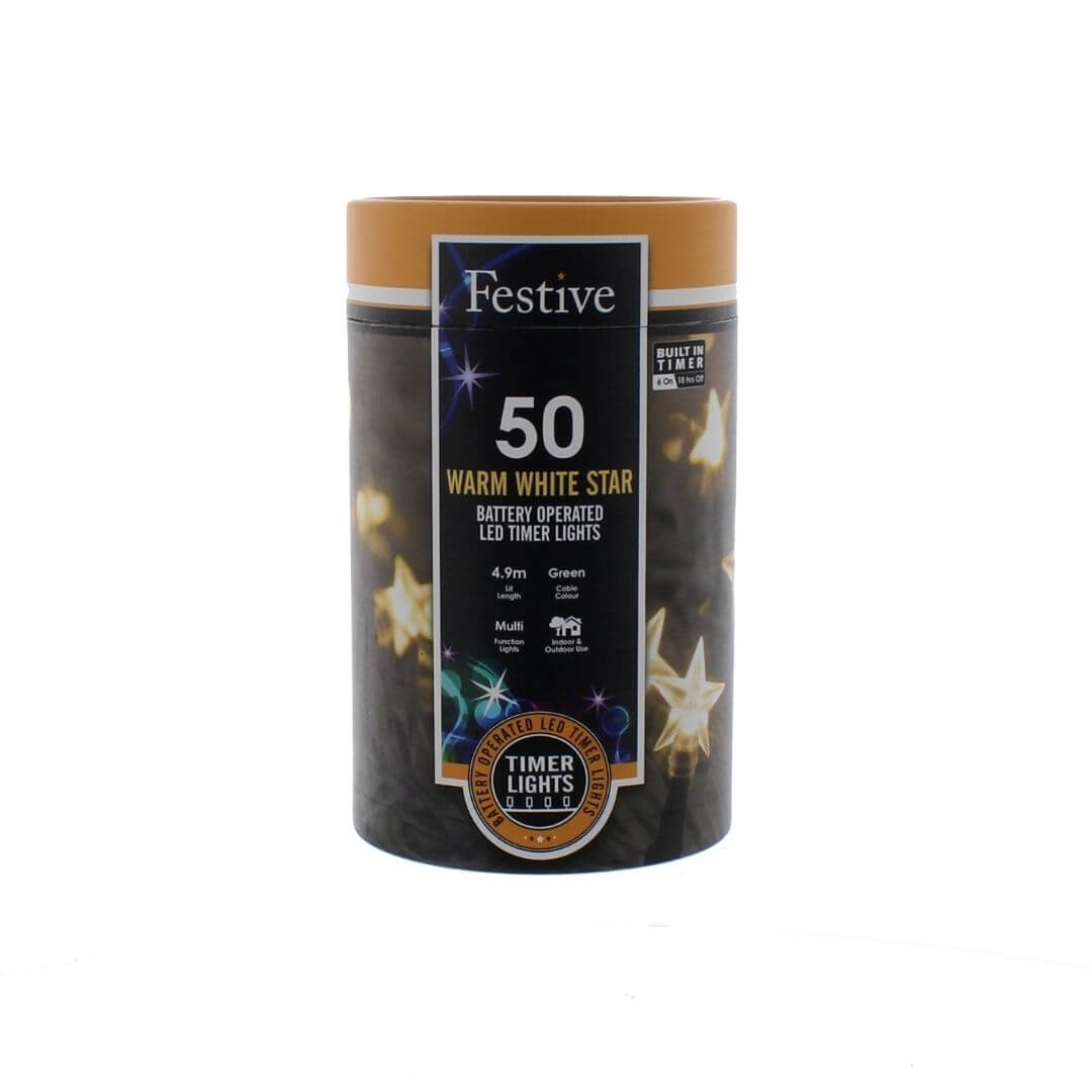 Battery powered star lights in packaging