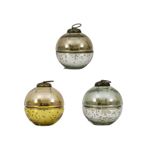 All 3 colours available in the glass bauble candle range