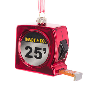 Tape measure Christmas tree decorations for woodworkers in red