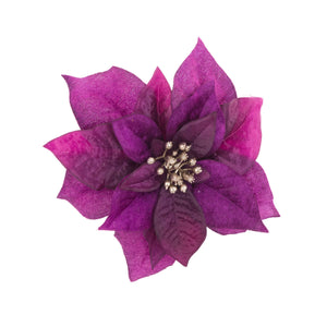 clip on purple poinsettia faux flower decorations
