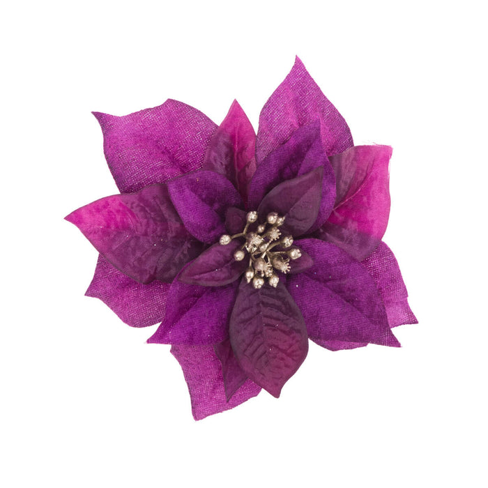 Clip On Purple Poinsettia