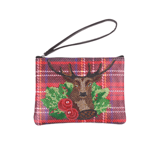 The red tartan pattern crystal art kits purses featuring the stag head