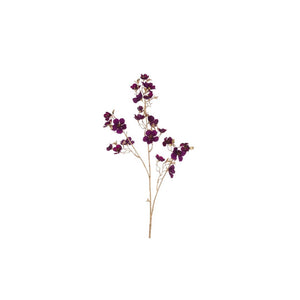 Silk purple flowers on this dogwood faux flower stem with lots of antique gold accents