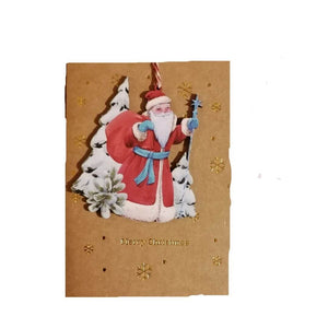 Father Christmas Christmas cards with a painted Father Christmas tree decoration on the front