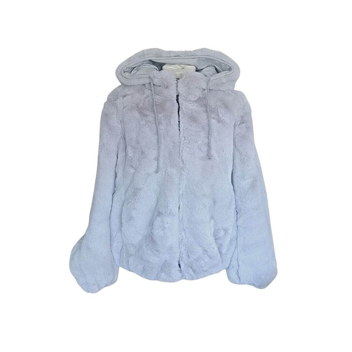 One Size Silver Grey Faux Fur Coat