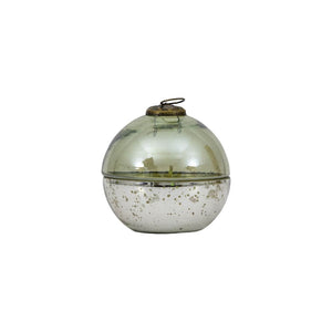 Glass bauble candle in moss green