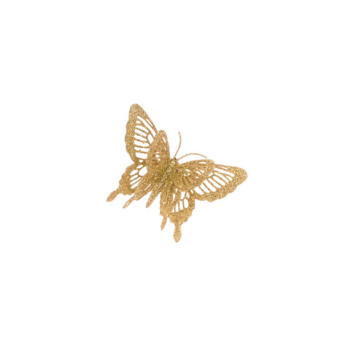Gold Butterfly Clip Christmas Decoration