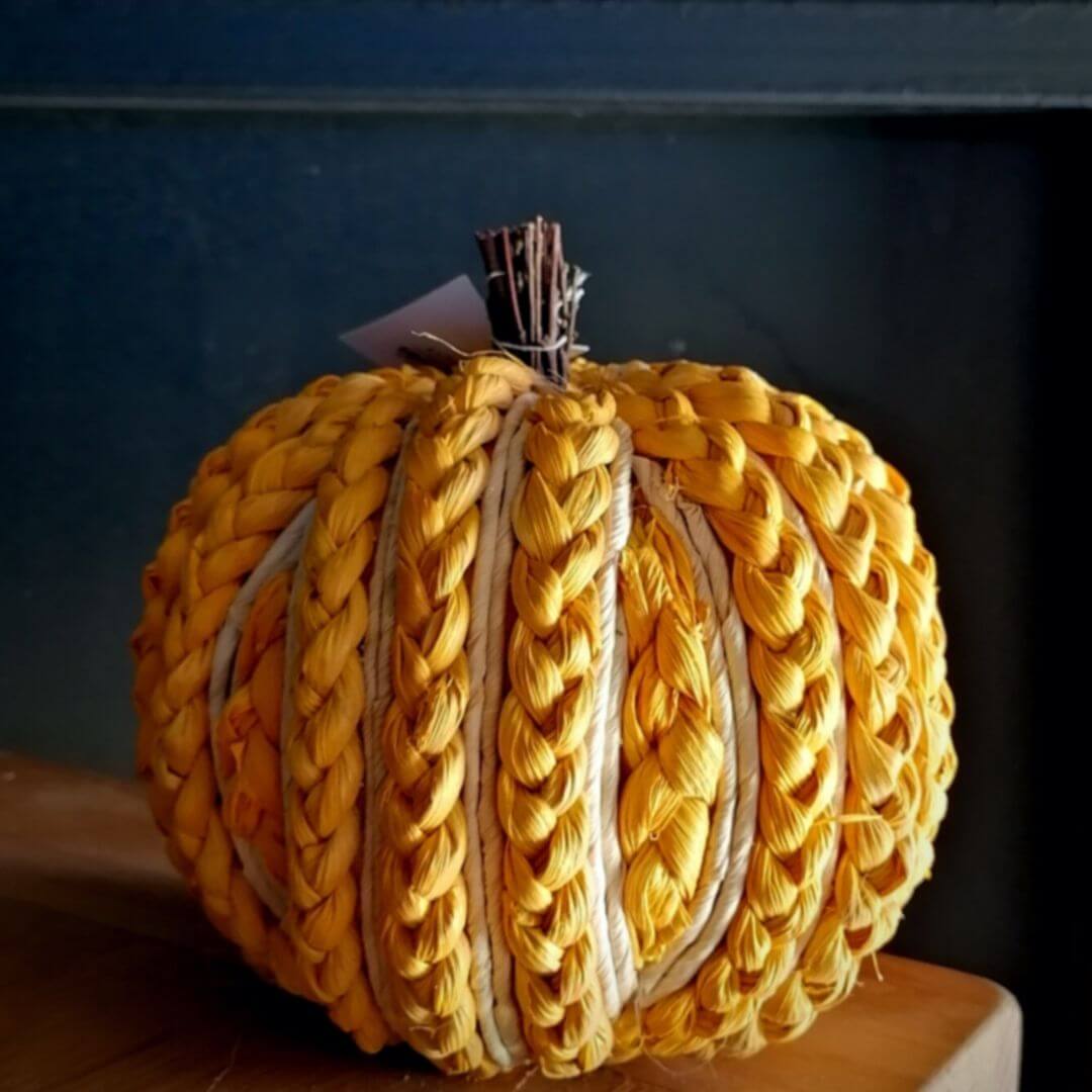 Yellow pumpmkin against a dark black background.  THis shows the pumpkin as more orange than it is
