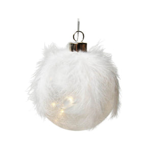 LED Light Up White Feather Bauble Christmas Tree Decoration