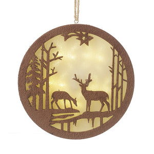 Brown fabric and wooden light up reindeer indoor decoration