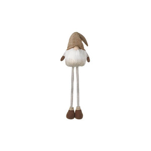 Male floor standing Christmas gonk wearing brown and white striped tights