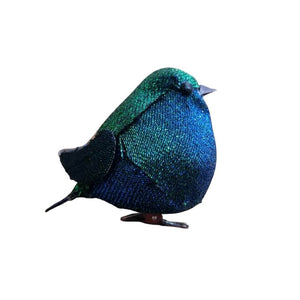 Medium Christmas bird tree decoration with clip in blues and greens