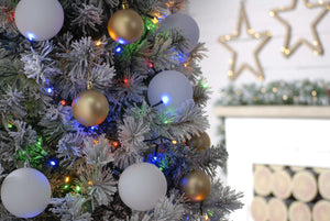 480 Multi Colour LED String Lights on decorated flocked Christmas tree
