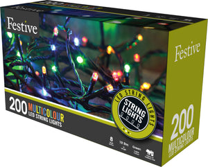Alternative colour to the cold white is this box of 200 multi colour LED string Christmas lights