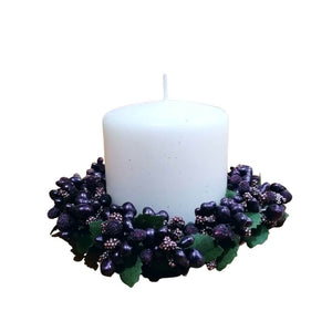 Purple Berry Candle Ring with pillar candle