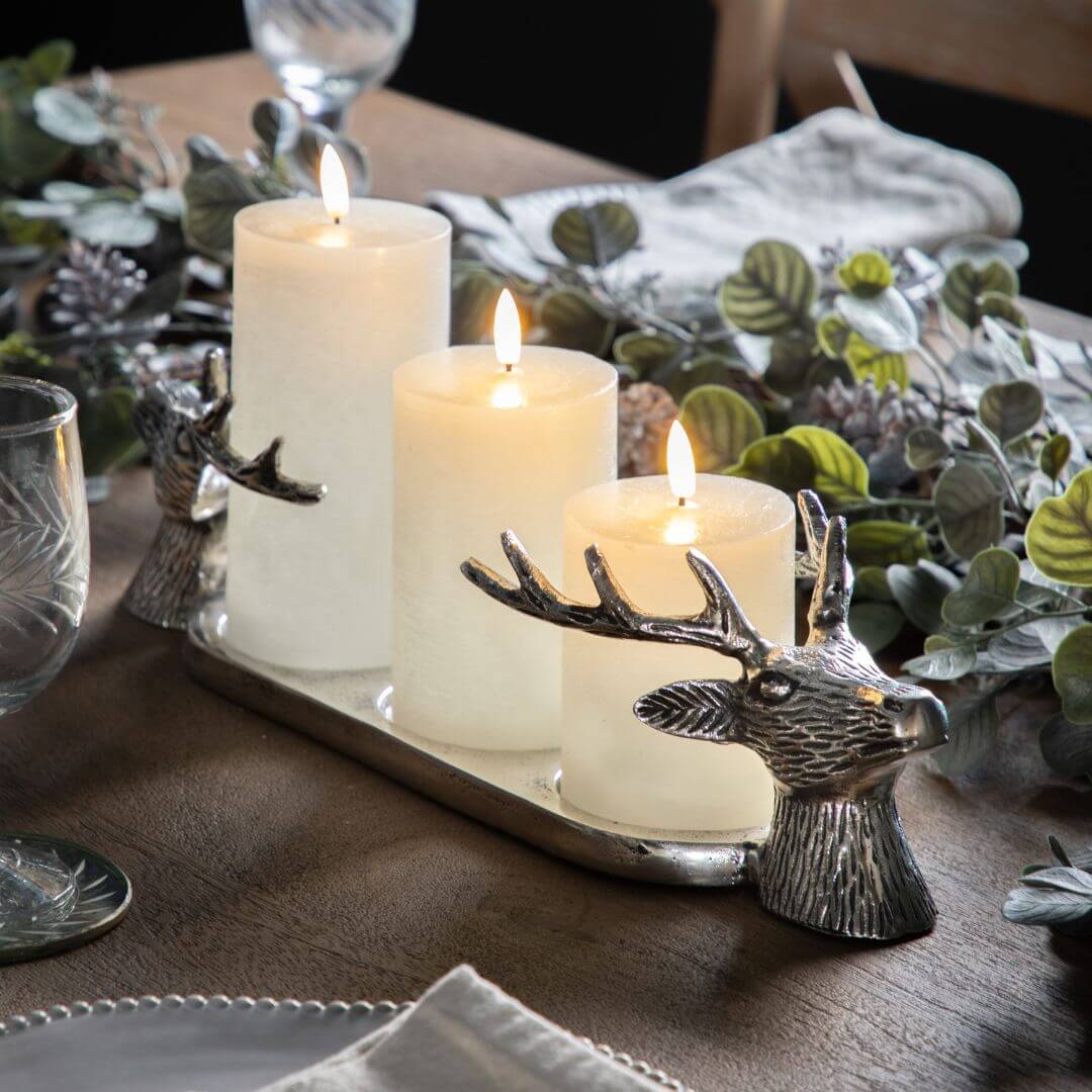 Stag Head Candle Holder  Christmas Candle Holders - Copper & Holly