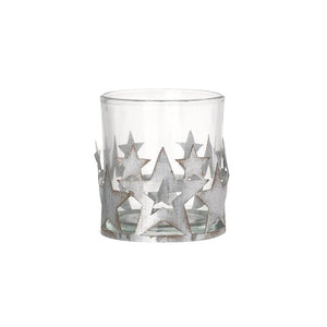 Metal star tea light candle holder with glass beaker