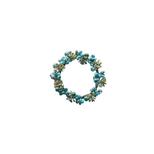 Gold and turquoise berry pillar candle ring